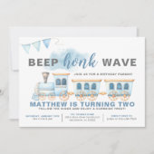 電車が通るバースデー招待状少年 招待状 (正面)