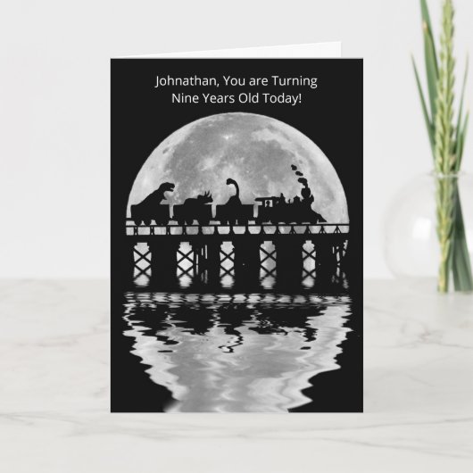 電車でかわいい恐竜ファンタジー9歳 カード (正面)