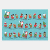 電車でサンタ&ブラックボーイ ラッピングペーパーシート (正面)