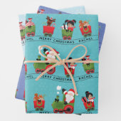 電車でサンタ&多文化の少女 ラッピングペーパーシート (インサイチュ)