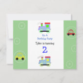 電車と車の誕生日招待状 招待状 (正面)