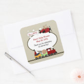 電車と飛行機の正方形の好意ステッカー スクエアシール (封筒)