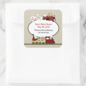 電車と飛行機の正方形の好意ステッカー スクエアシール (バッグ)