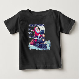 電車に乗ったサンタ ベビーTシャツ