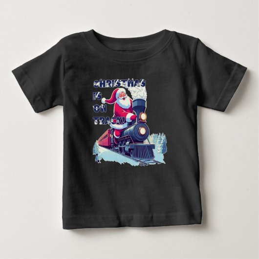電車に乗ったサンタ ベビーTシャツ (正面)