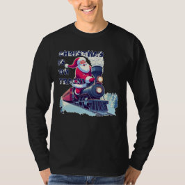 電車に乗ったサンタ Tシャツ