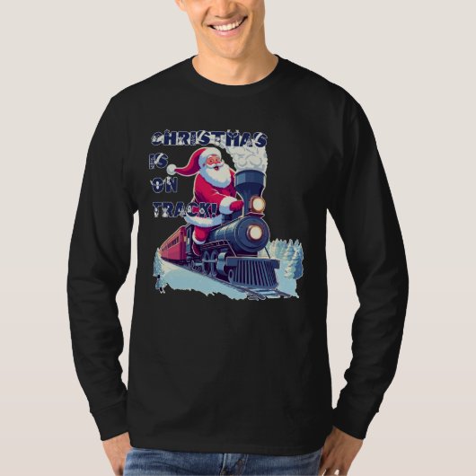 電車に乗ったサンタ Tシャツ (正面)