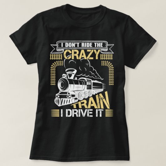 電車に乗って鉄道熱狂するを運転しない Tシャツ (デザイン正面)