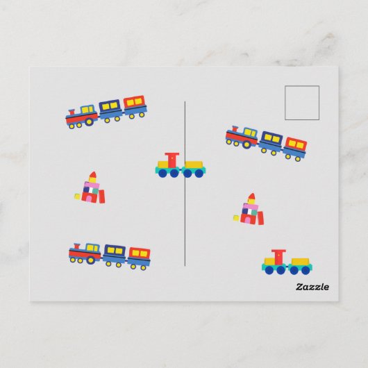 電車に乗って2歳の誕生日パーティー招待状 ポストカード (裏面)