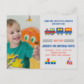 電車に乗って2歳の誕生日パーティー招待状 ポストカード (正面)