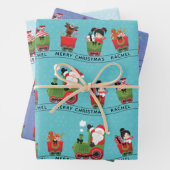 電車に乗るサンタ&アジアの少女 ラッピングペーパーシート (インサイチュ)