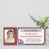 電車のチケット 誕生日 招待状 フォトカード (スタンド正面)