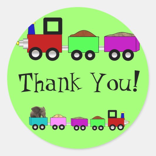 電車のテーマのステッカーありがとう! ラウンドシール (正面)