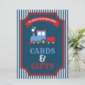 電車のテーマのパーティー誕生日カードとギフトサイン 招待状 (スタンド正面)