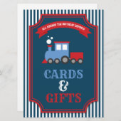 電車のテーマのパーティー誕生日カードとギフトサイン 招待状 (正面/裏面)