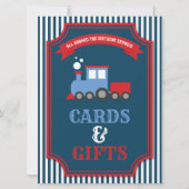 電車のテーマのパーティー誕生日カードとギフトサイン 招待状 (正面)