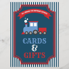 電車のテーマのパーティー誕生日カードとギフトサイン 招待状