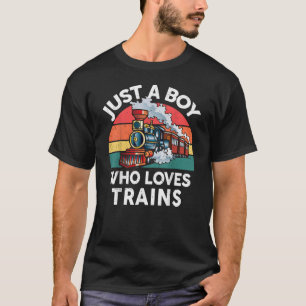 電車のワイシャツを愛する少年の子供たち Tシャツ