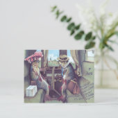 電車の中で魚のカップル ポストカード (スタンド正面)