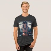 電車の中の少女 トライブレンドTシャツ (正面全面)