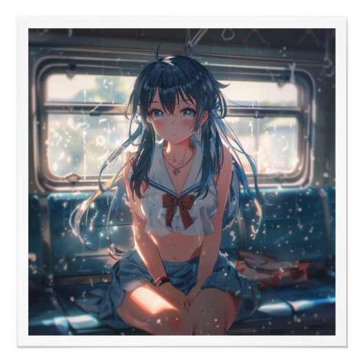 電車の中の少女 フォトプリント (正面)