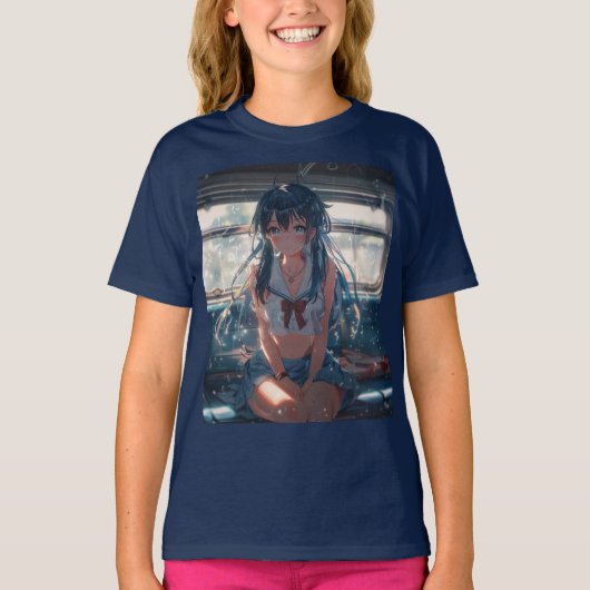 電車の中の少女 Tシャツ (正面)