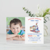 電車の写真を使った誕生日招待状(編集可能) 招待状 (スタンド正面)