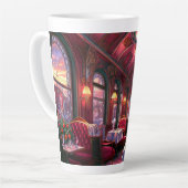 電車の好き表現向けのヴィンテージクリスマスプレゼント カフェラテマグ (左アングル)