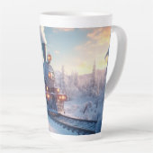 電車の好き表現向けのヴィンテージクリスマスプレゼント カフェラテマグ (右アングル)