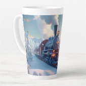 電車の好き表現向けのヴィンテージクリスマスプレゼント カフェラテマグ (左アングル)