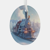 電車の好き表現向けのヴィンテージクリスマスプレゼント ガラスオーナメント (正面右)