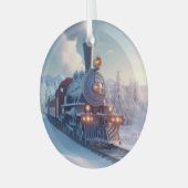電車の好き表現向けのヴィンテージクリスマスプレゼント ガラスオーナメント (正面左)