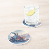 電車の好き表現向けのヴィンテージクリスマスプレゼント コースター (側面)