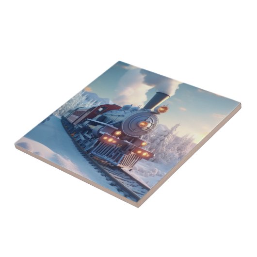 電車の好き表現向けのヴィンテージクリスマスプレゼント タイル (側面)