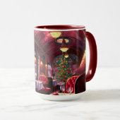 電車の好き表現向けのヴィンテージクリスマスプレゼント マグカップ (正面右)