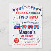 電車の招待状、男の子のための2番目の誕生日 招待状 (正面)