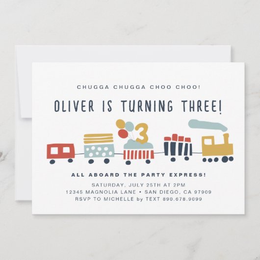 電車の招待状・ Chugga Chogga Choo Choo ・ 3年 招待状 (正面)