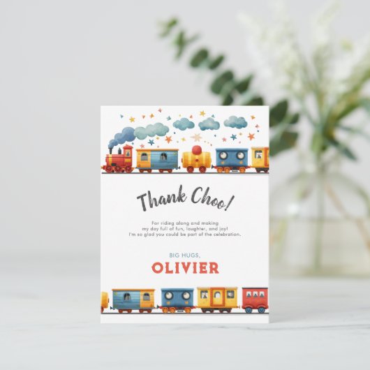 電車の誕生日お礼カード サンキューカード (スタンド正面)