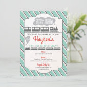 電車の誕生日パーティーへの招待，ヴィンテージ 招待状 (スタンド正面)