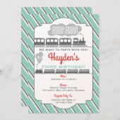 電車の誕生日パーティーへの招待，ヴィンテージ 招待状 (正面/裏面)