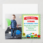 電車の誕生日パーティー招待状 チュー チュー 招待状 (正面/裏面)