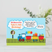 電車の誕生日パーティー招待状 招待状 (スタンド正面)