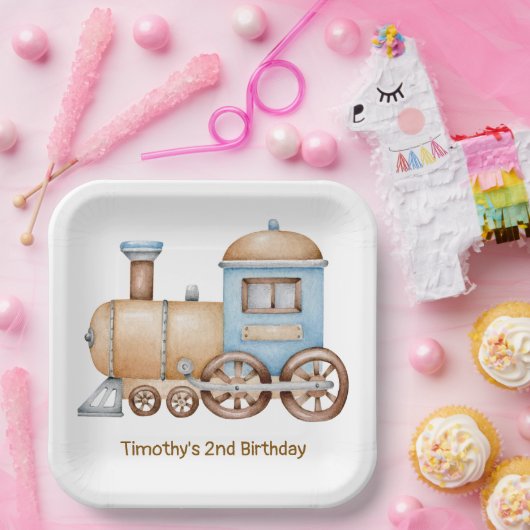 電車の誕生日パーティー赤ちゃんシャワー ペーパープレート (パーティー)