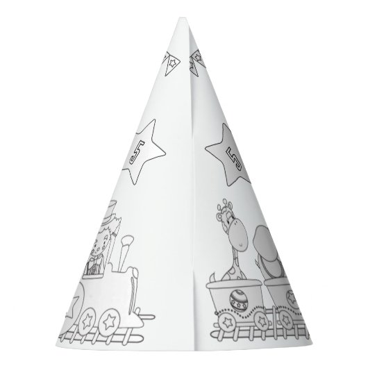 電車の誕生日パーティー – 色あなたのパーティー帽子 パーティーハット (裏面)