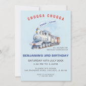 🚂🎉 電車の誕生日招待状 チュッガ チュッガ チュー チュー 招待状 (正面)