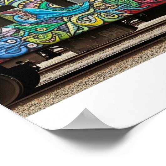 電車の車のグラフィティ壁画 ポスター (角)