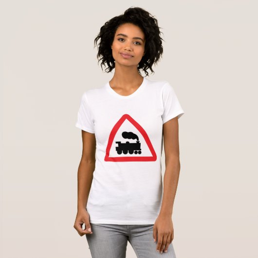 電車の道路標識の女性Tシャツ Tシャツ (正面フル)