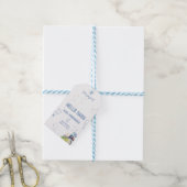 電車の青いバルーン男の子お洒落シャワー ギフトタグ (より糸付き)