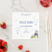 電車の青いバルーン男の子お洒落シャワー スタンダードカクテルナプキン (インサイチュ)