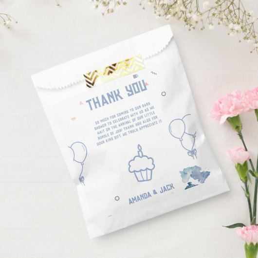 電車の青いバルーン男の子お洒落シャワー フェイバーバッグ (封をした状態)